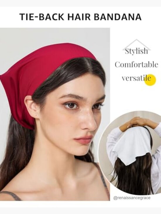 Triangle Head Scarf Hair Bandana, Adjustable Tie-Back Headband for Women main image 4